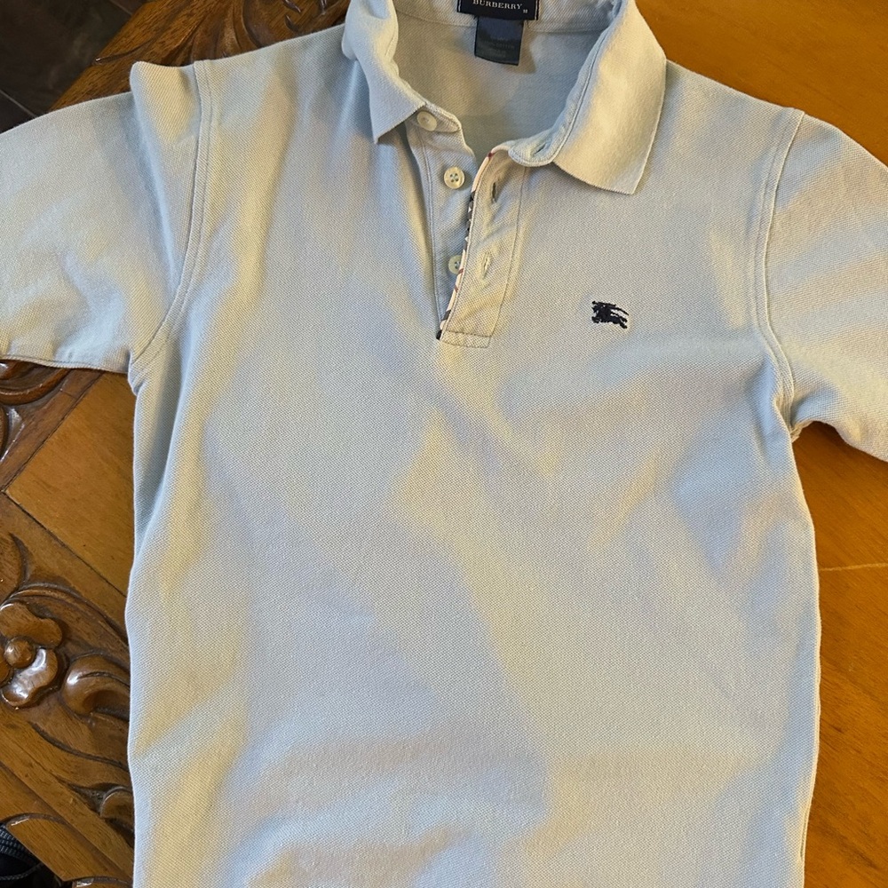 Burberry Blue Polo Shirt Classic Casual Style